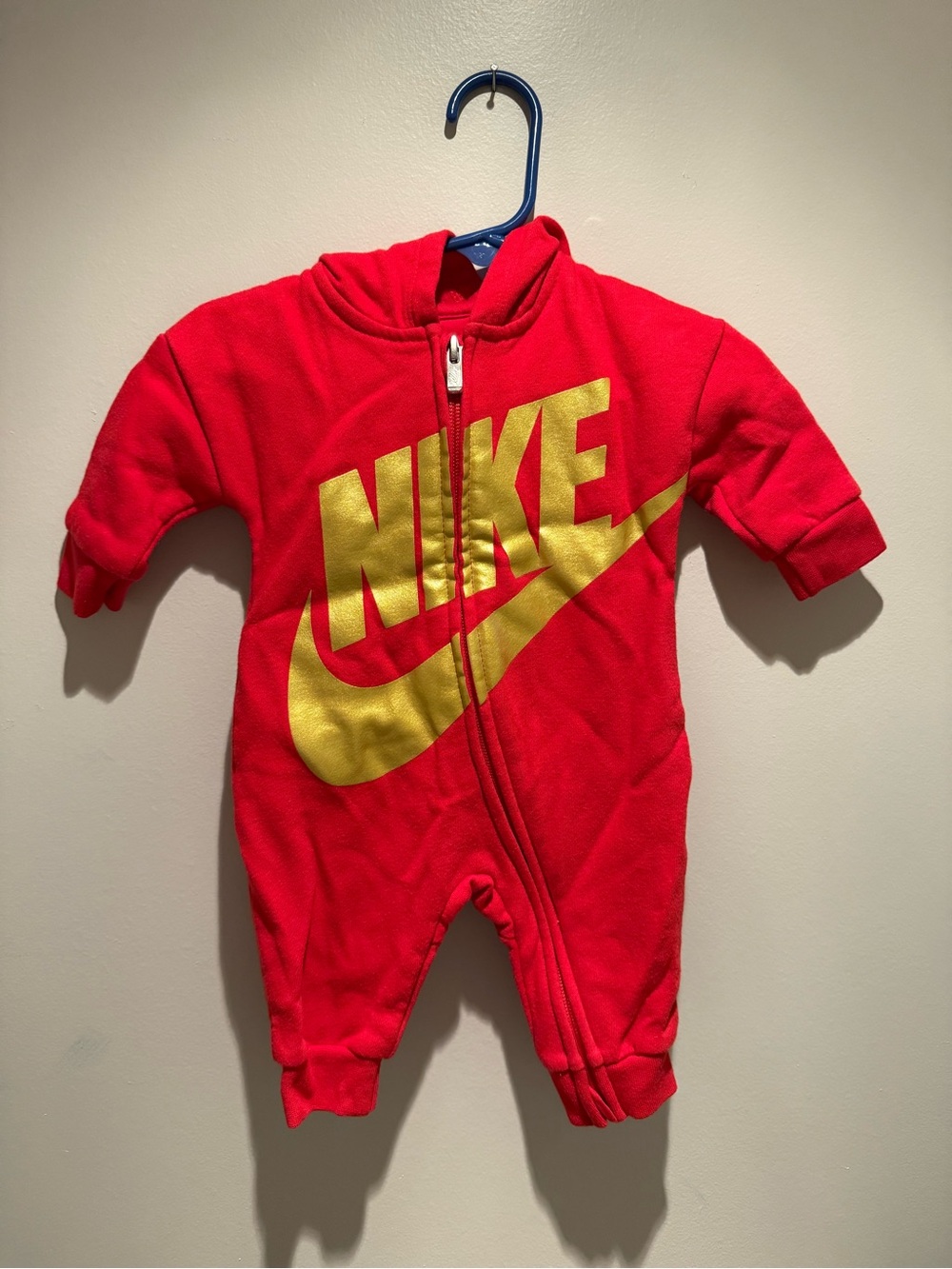Nike Red and Gold Logo Infant One-Piece Romper